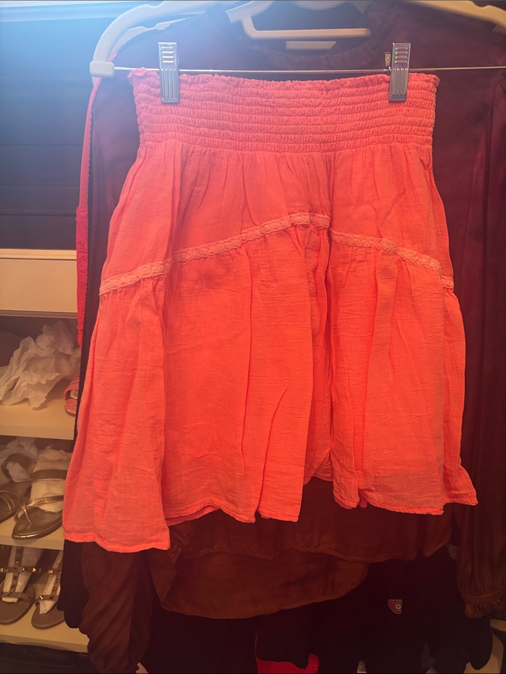 Women’s Coral Tiered Smocked Waist Skirt